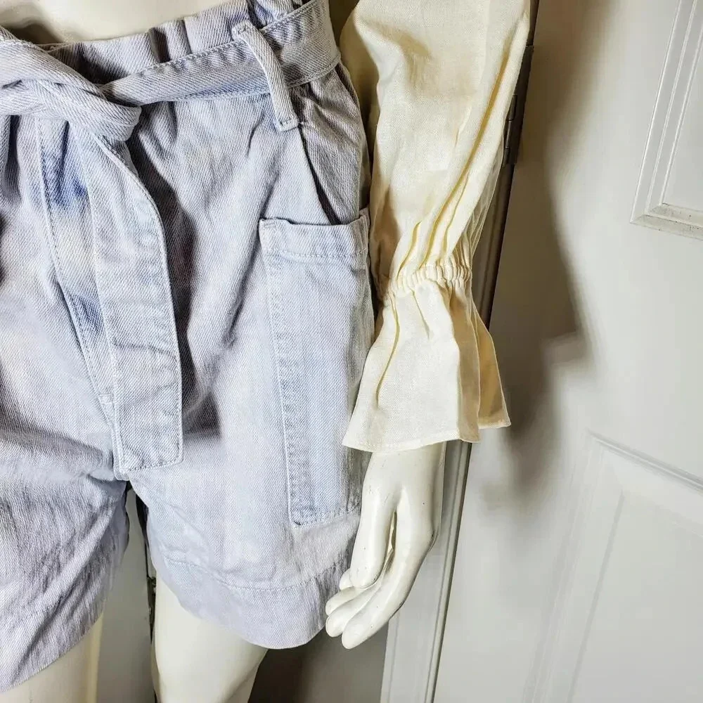 Anthropologie Pilcro and the Letterpress Slim Boyfriend Paperbag Shorts Size 28 - Picture 11 of 15